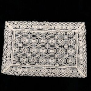 2 Vintage Crocheted Place Matts Beige Handwoven #B90